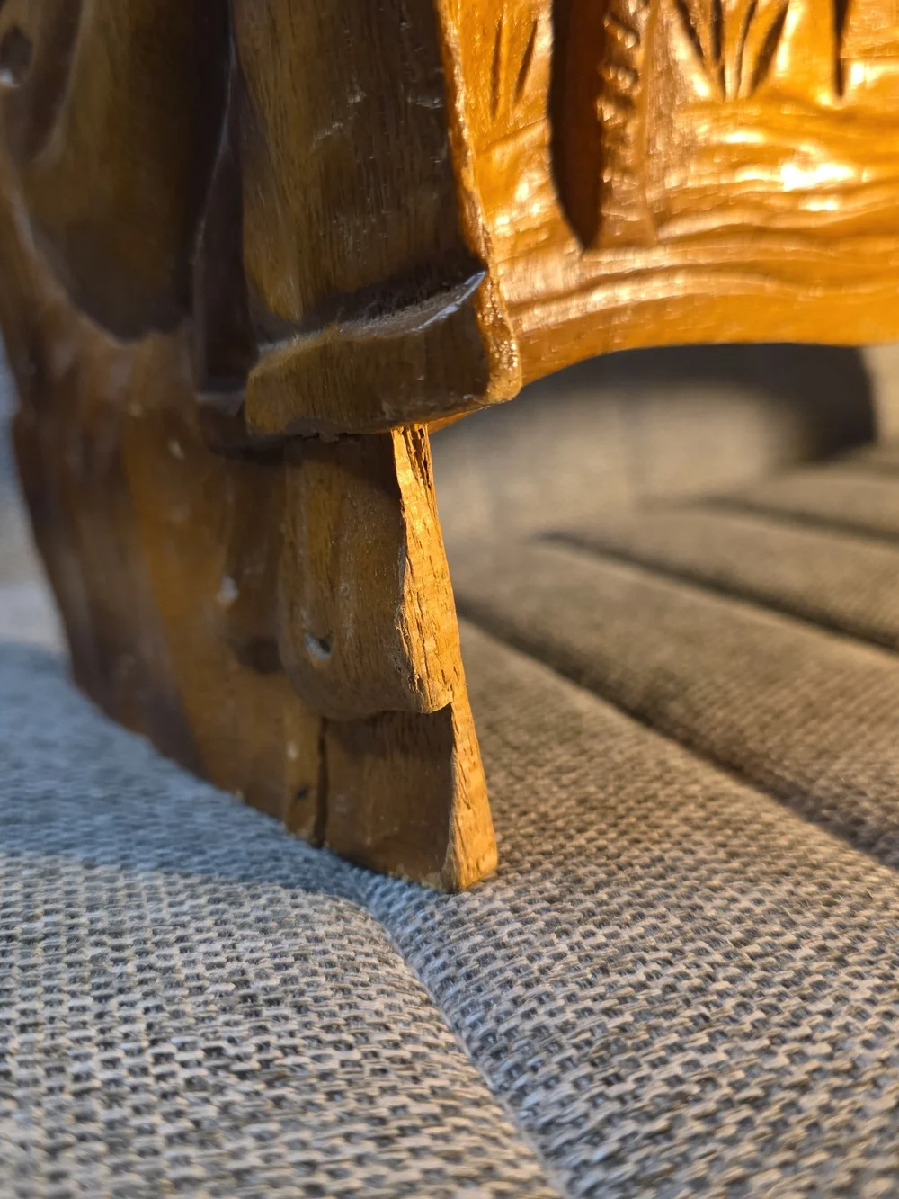 Hand-Carved Wooden Magazine Rack - Warm Honey Tone